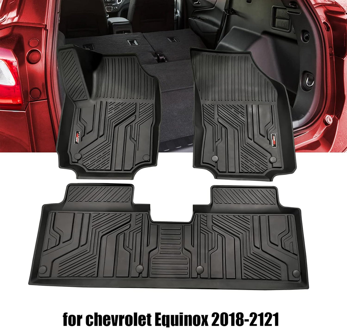 Black TPE All Weather Floor Liners for Chevrolet Equinox 2018-2021 Q442