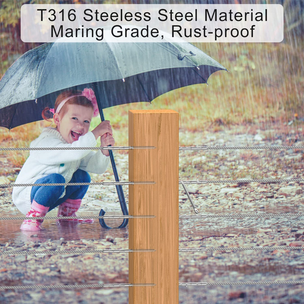 100 Packs T316 Stainless Steel Swage Lag Screws for Cable Railing Hardware U235438