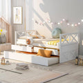White Twin Size Wood Daybed with 2-Drawers and Trundle T9796