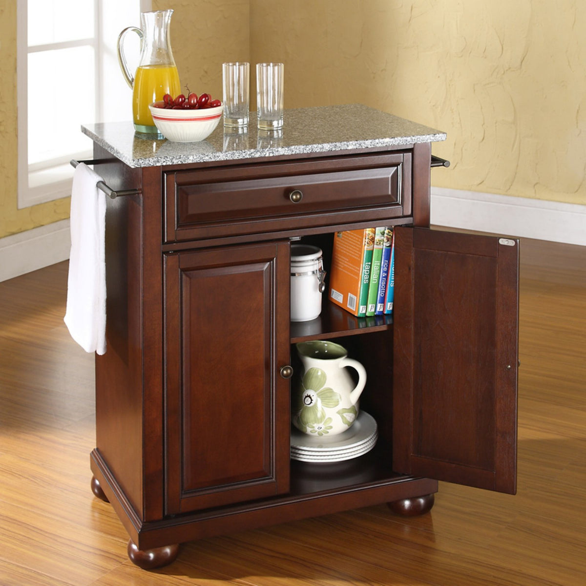 White/Gray Wood Portable Kitchen Island V1479