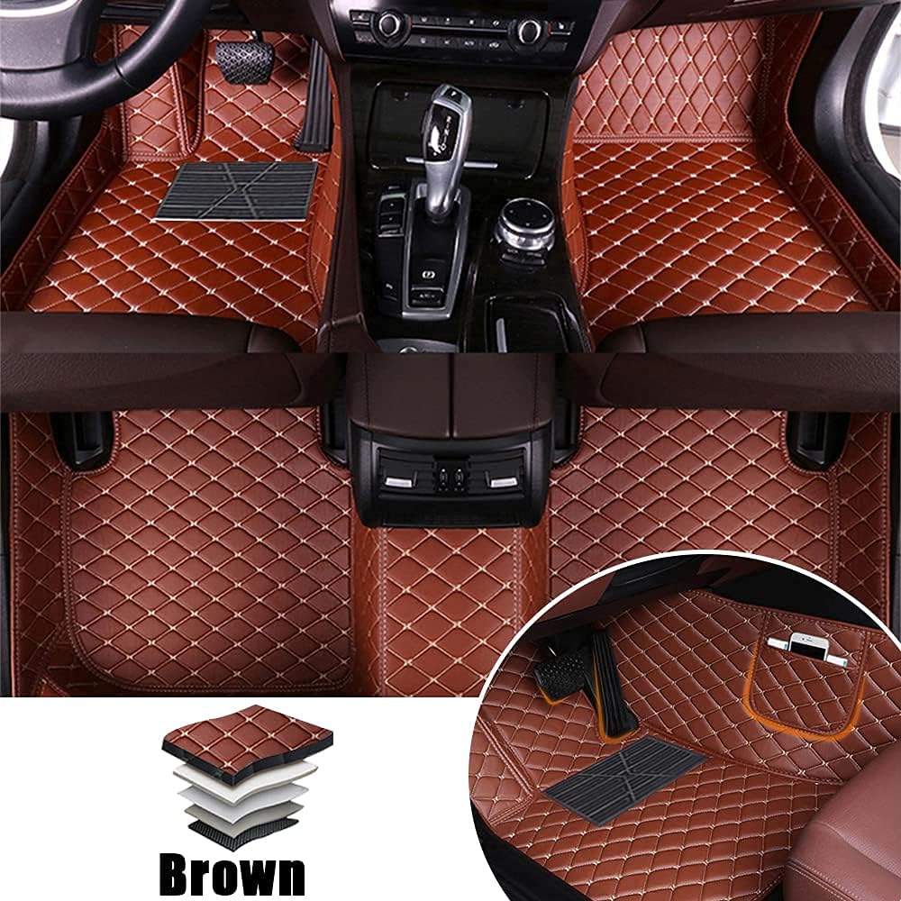 Blue Leather Car Floor Mats for VNL 670 Front & Rear Full Coverage Liner/Set I5965