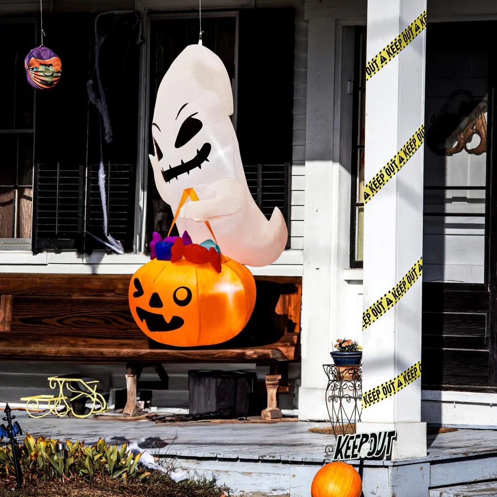 Halloween Inflatable Decor, Ghost Holding Trick Or Treat Bag P191216