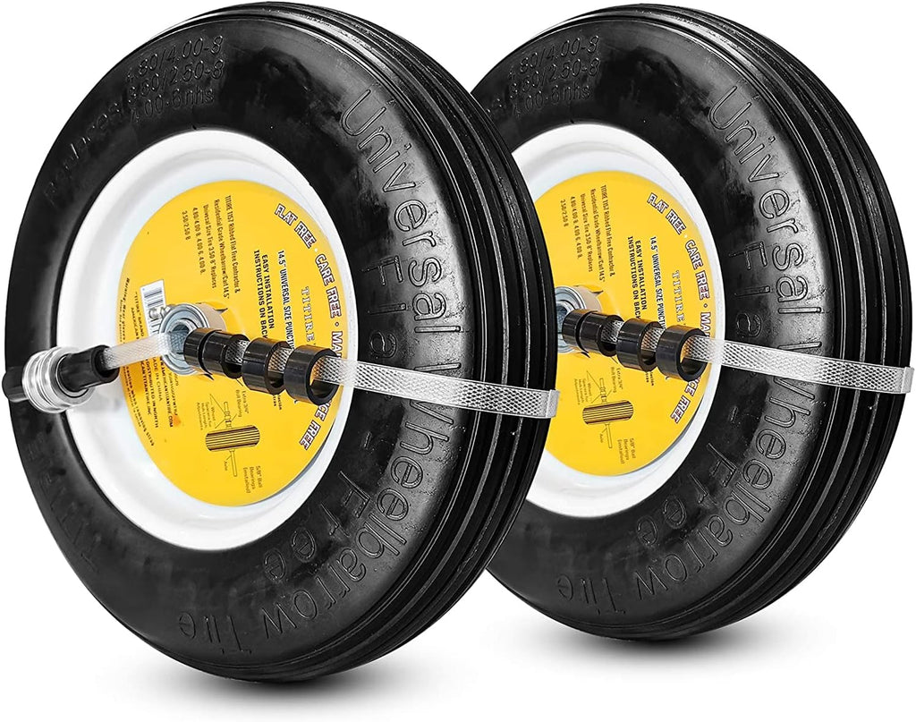 Flat Free Ribbed Wheelbarrow Cart Universal Wheels with Grease Fitting V7012