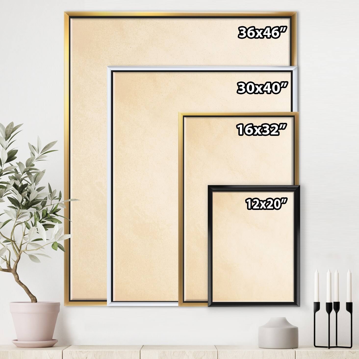 Brown Modern Geometric Framed Canvas M847012