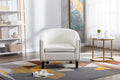 White PU Leather Barrel Club Chair with Solid Wood Legs G608809