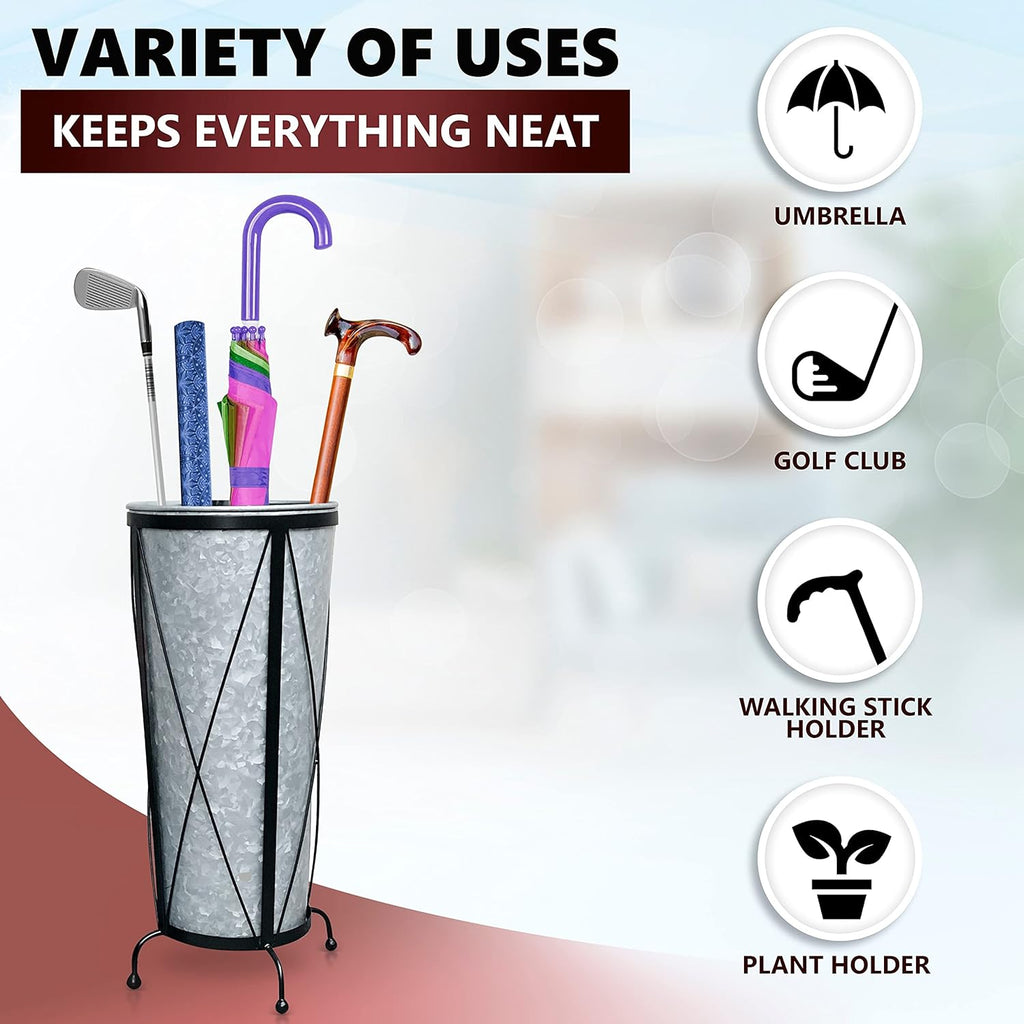 Galvanized Umbrella Holder Stand, 2 pcs, Metal Base I40260