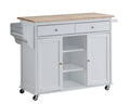White Natural Kitchen Cart Y7249
