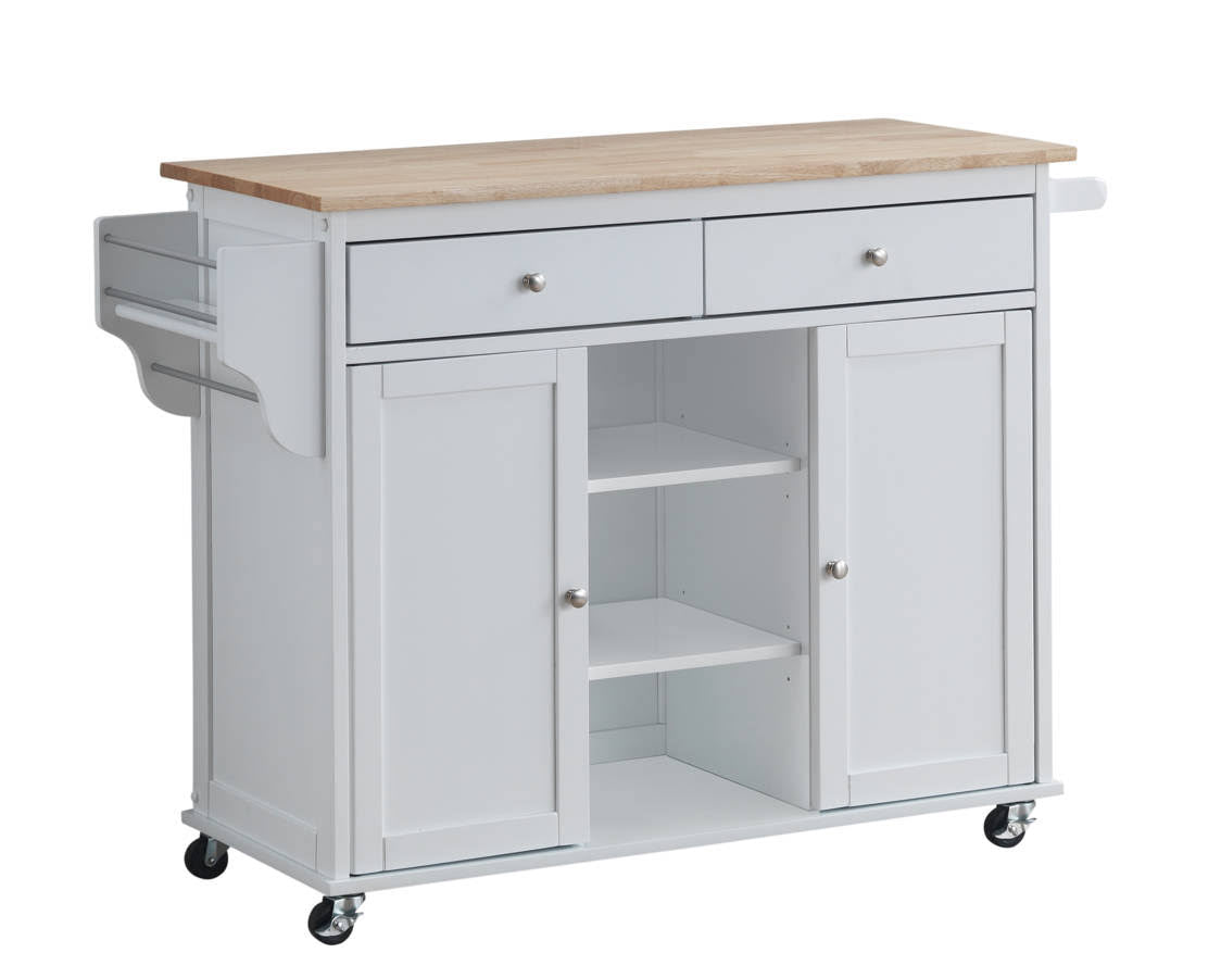 White Natural Kitchen Cart Y7249