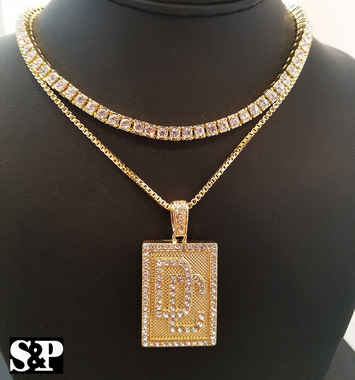 Choker 16" 1 Row Diamond Tennis Chain & Necklace Set I3501
