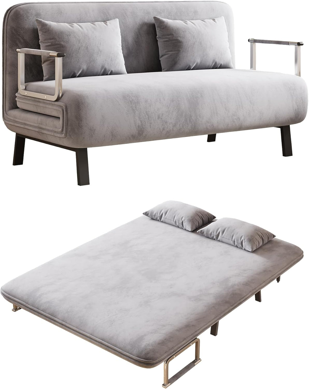 Folding Chair Bed Convertible Sleeper Sofa with Adjustable Backrest and Pillow F6702