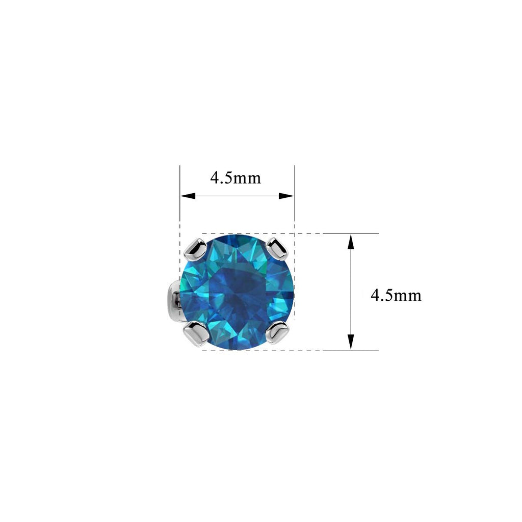 Blue Diamond Stud Earrings in 14 Karat White Gold E6193