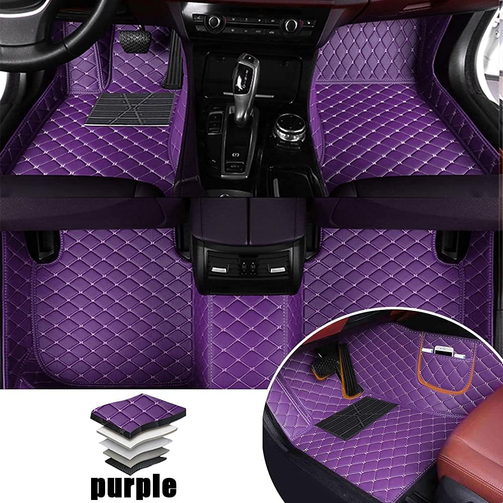 Blue Leather Car Floor Mats for VNL 670 Front & Rear Full Coverage Liner/Set I5965