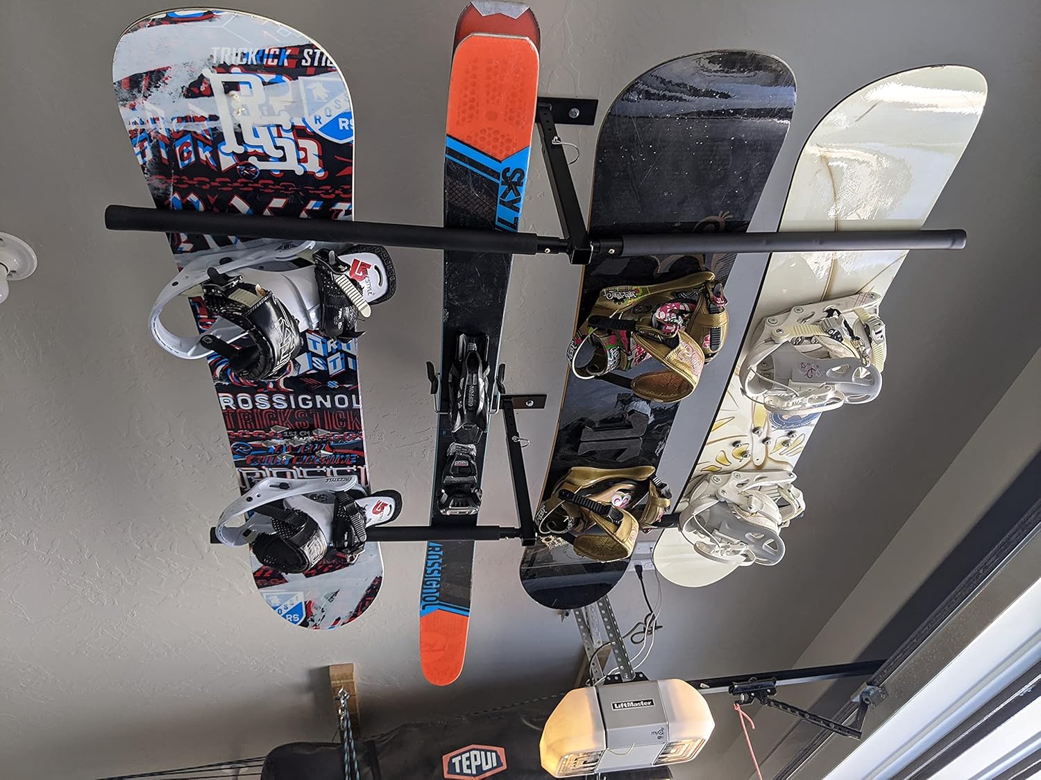 Ski and Snowboard Ceiling Storage Rack, Overhead Hanger Mount, Pack of 2 P8456