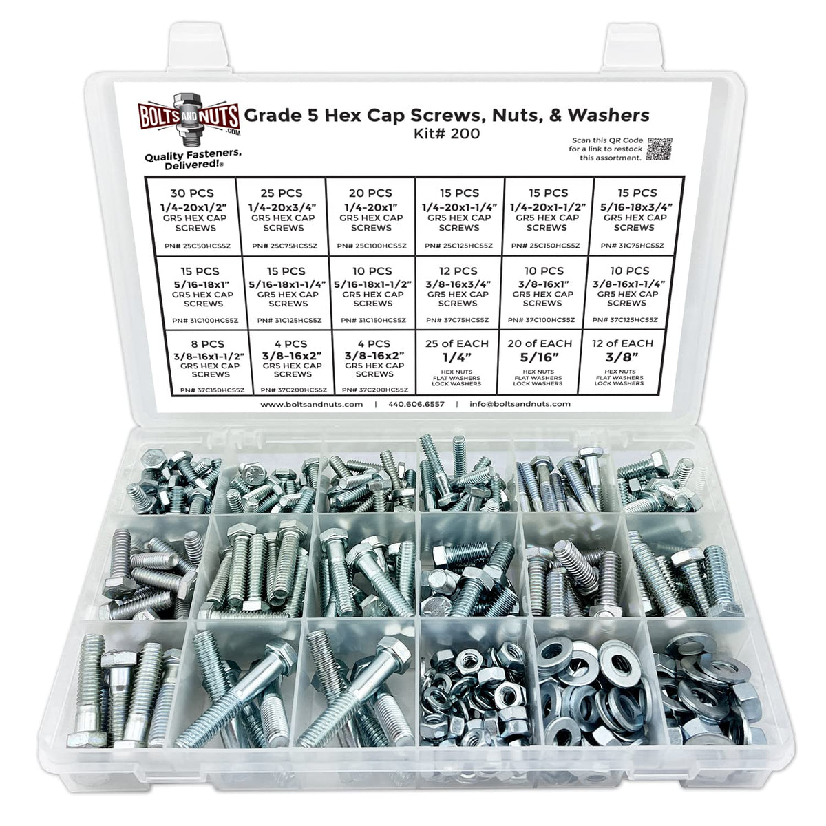 Hex Cap Screws, Hex Nuts, Flat & Split Washers Assortment Kit Pack of 2 F193