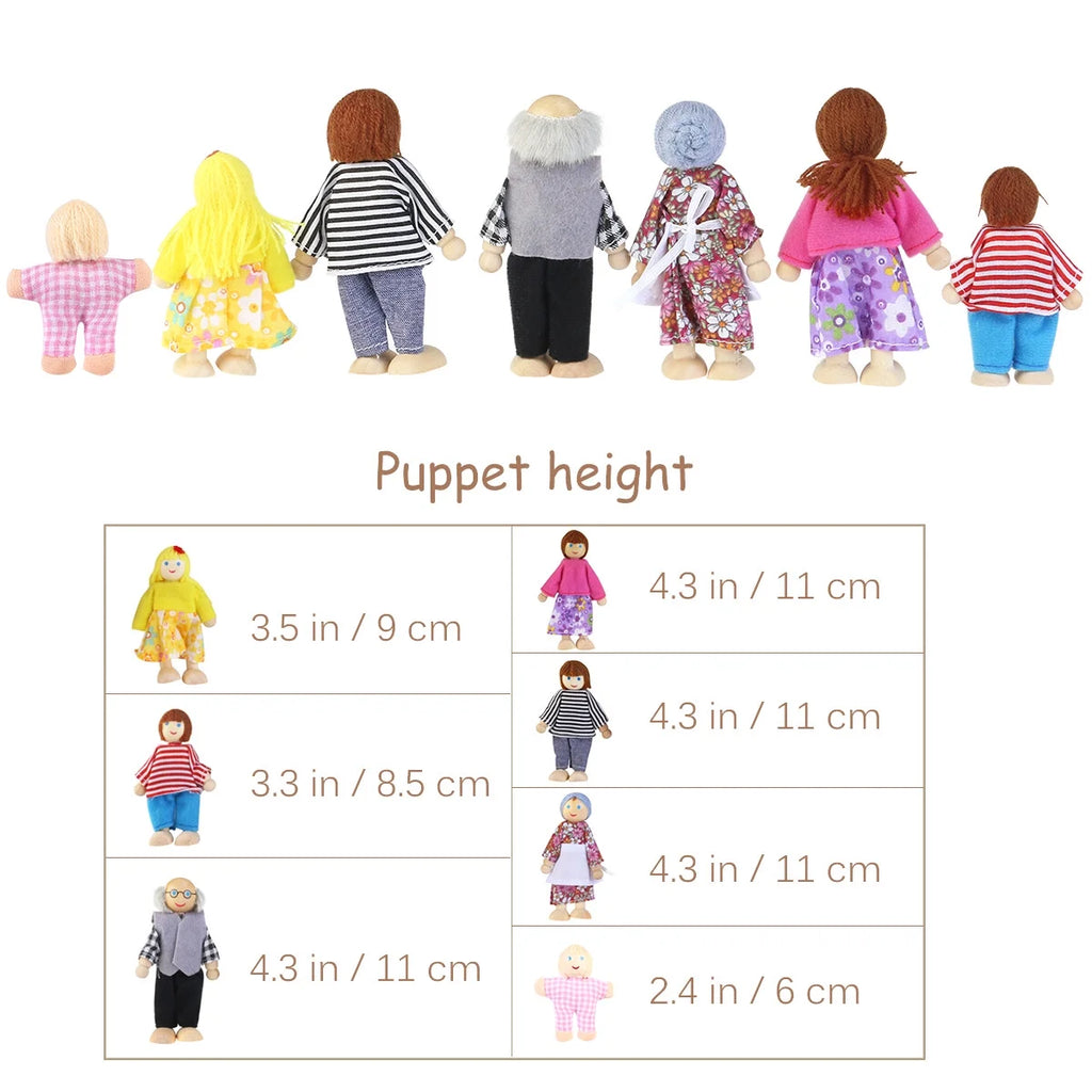 7 Pieces Wooden Dollhouse Family Figures P43799