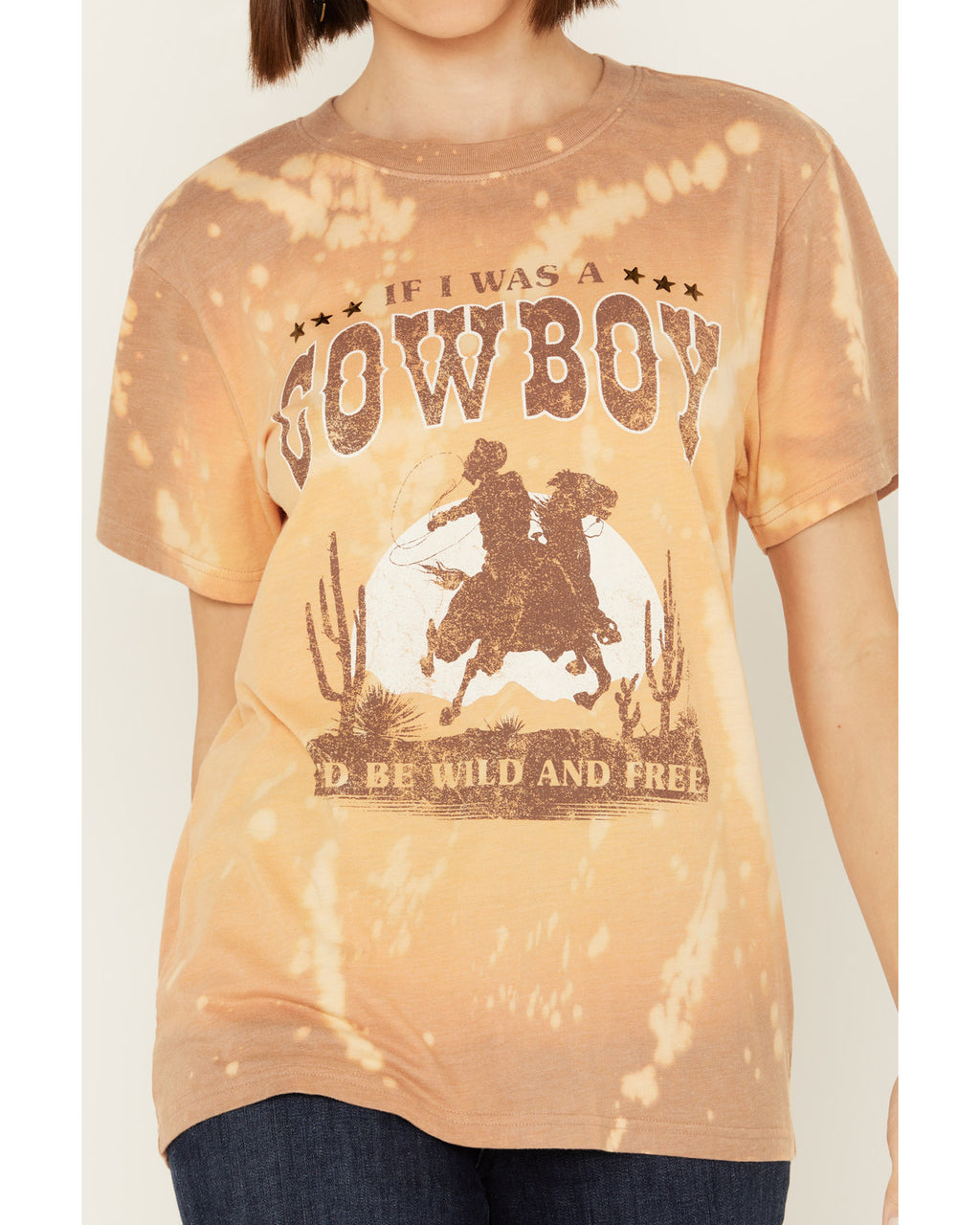 Bleachwash Studded Cowboy Graphic Tee Brown X-Large R700816