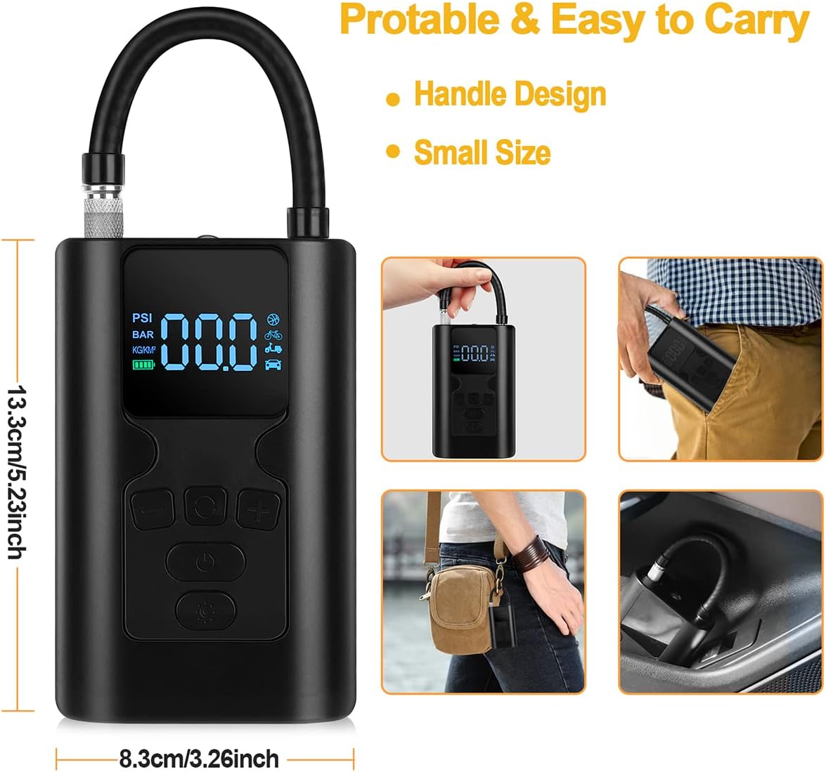 150PSI Cordless Tire Inflator Air Pump with Digital Pressure Gauge LED Light, Pack of 2 H68073