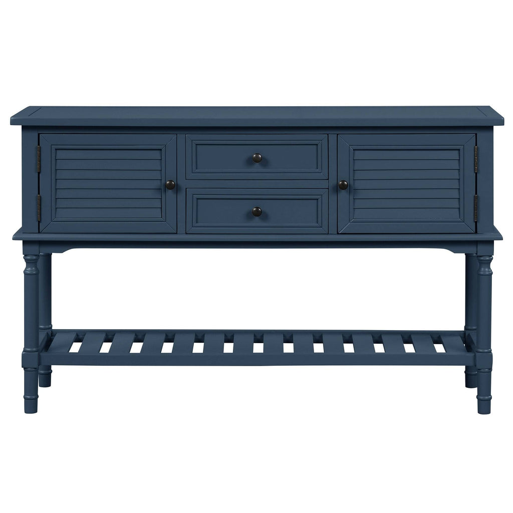 Navy Blue Wood Console Table with 2 Drawer and 1 Shelf C21737