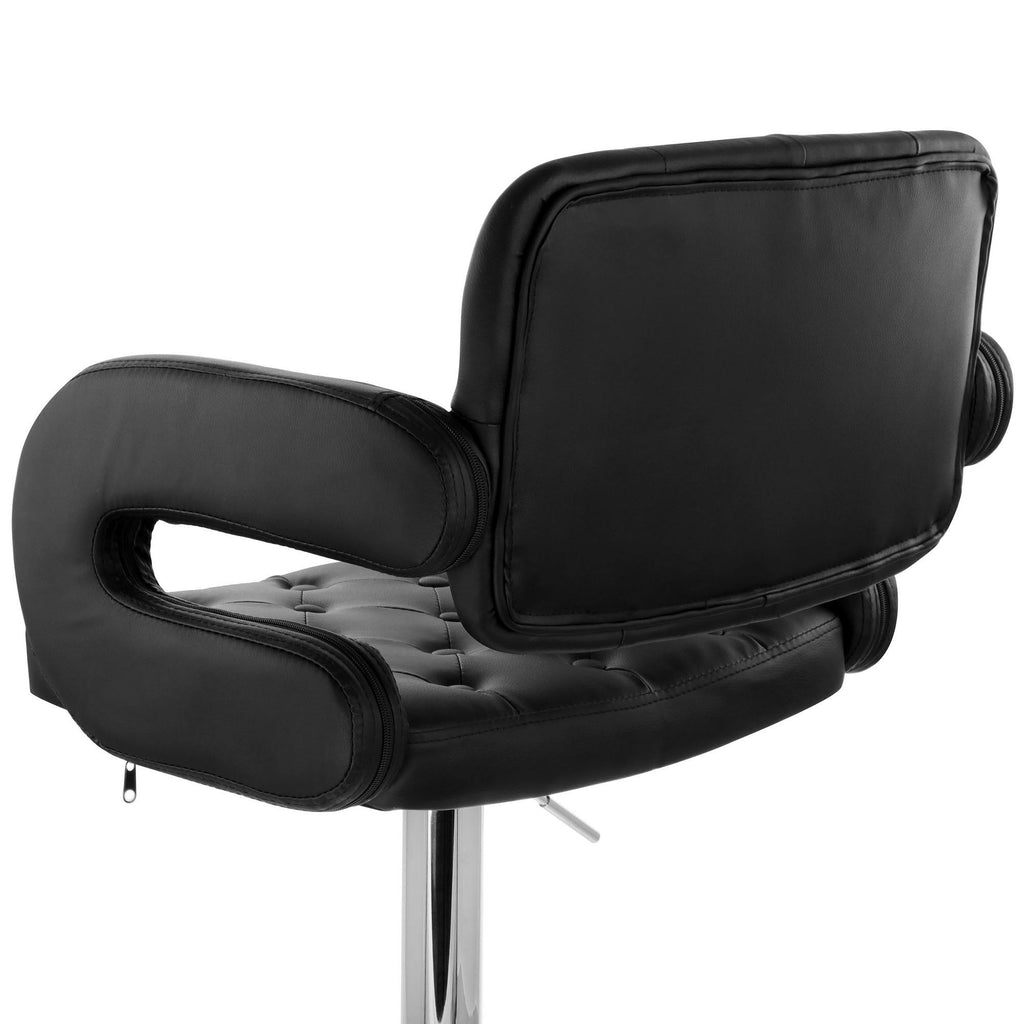 Black Faux Leather Tufted Bar Stool with Chrome Base X6807