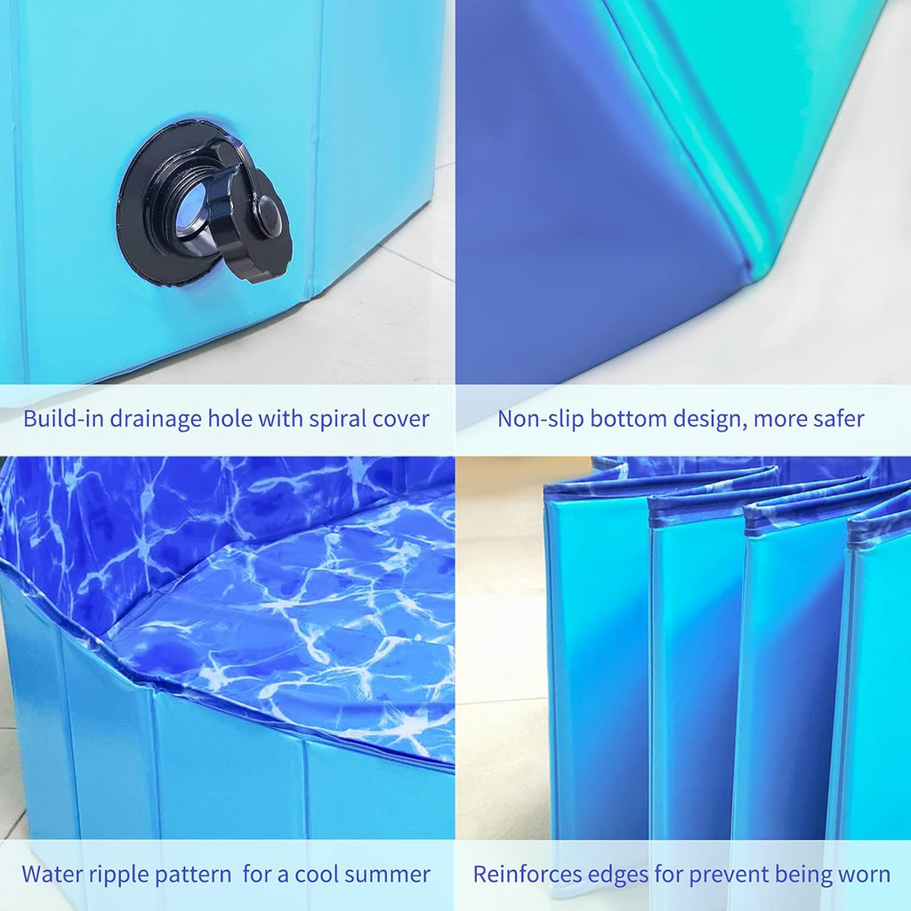 Collapsible Dog Pool with Non-Slip PVC Board L165856