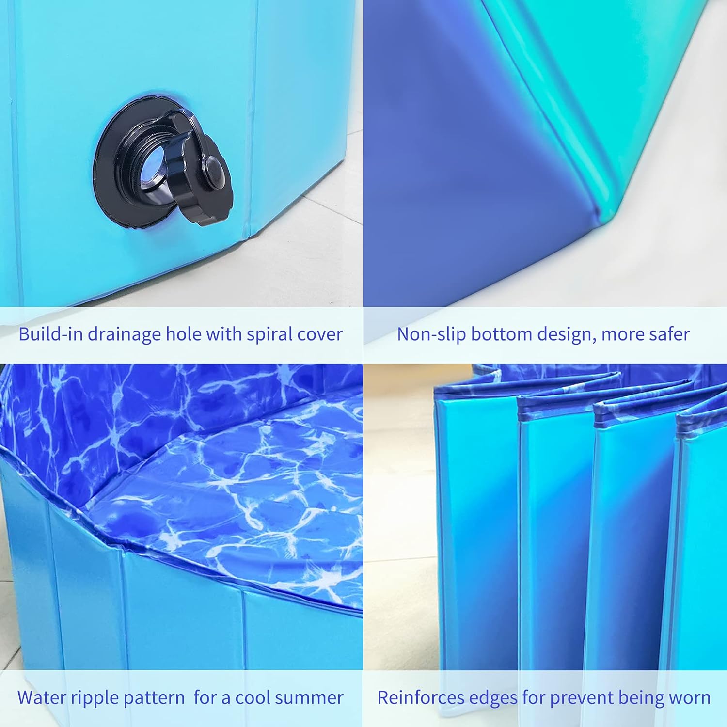 Collapsible Dog Pool with Non-Slip PVC Board L165856