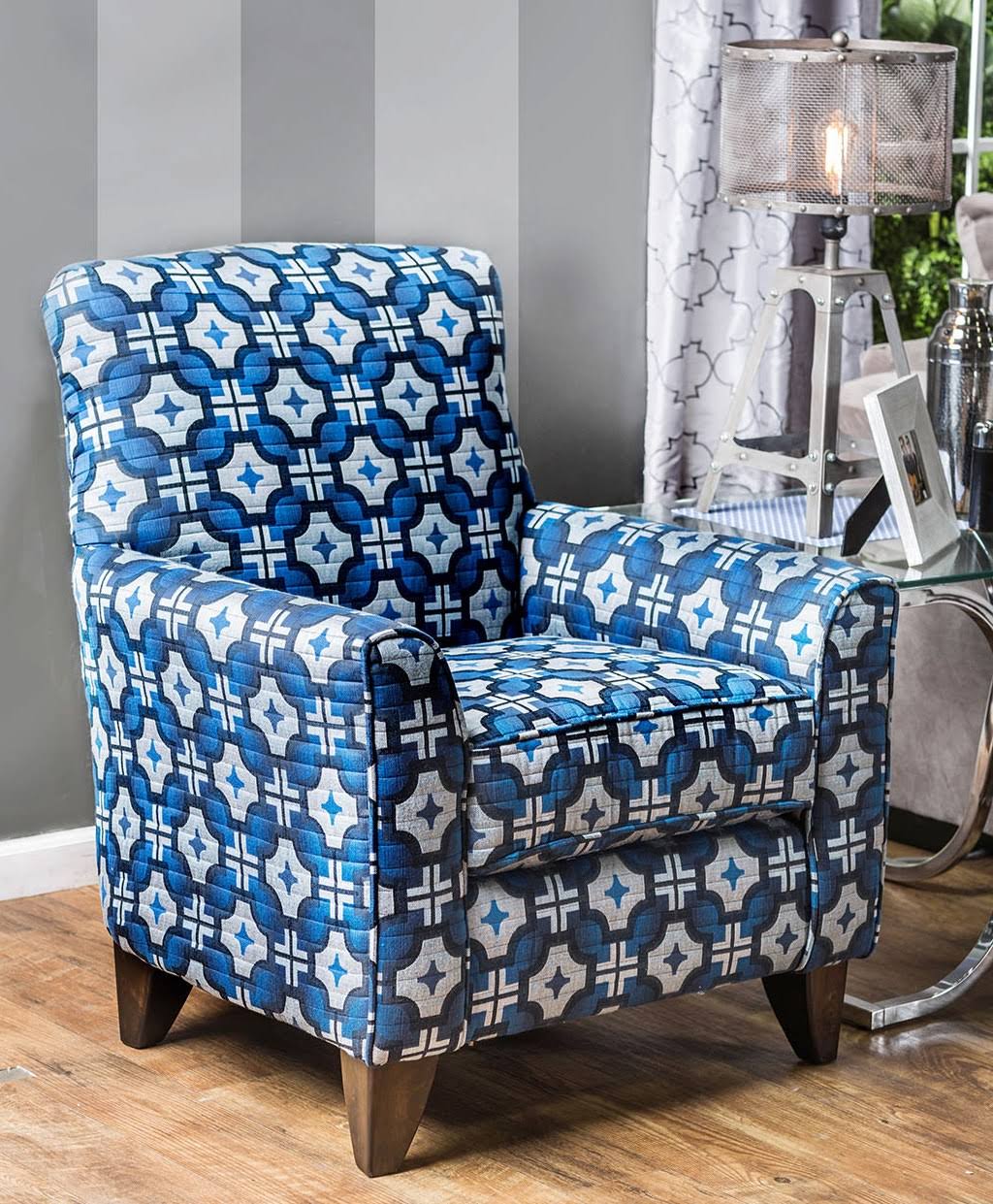 Blue Geometric Pattern Chair K926