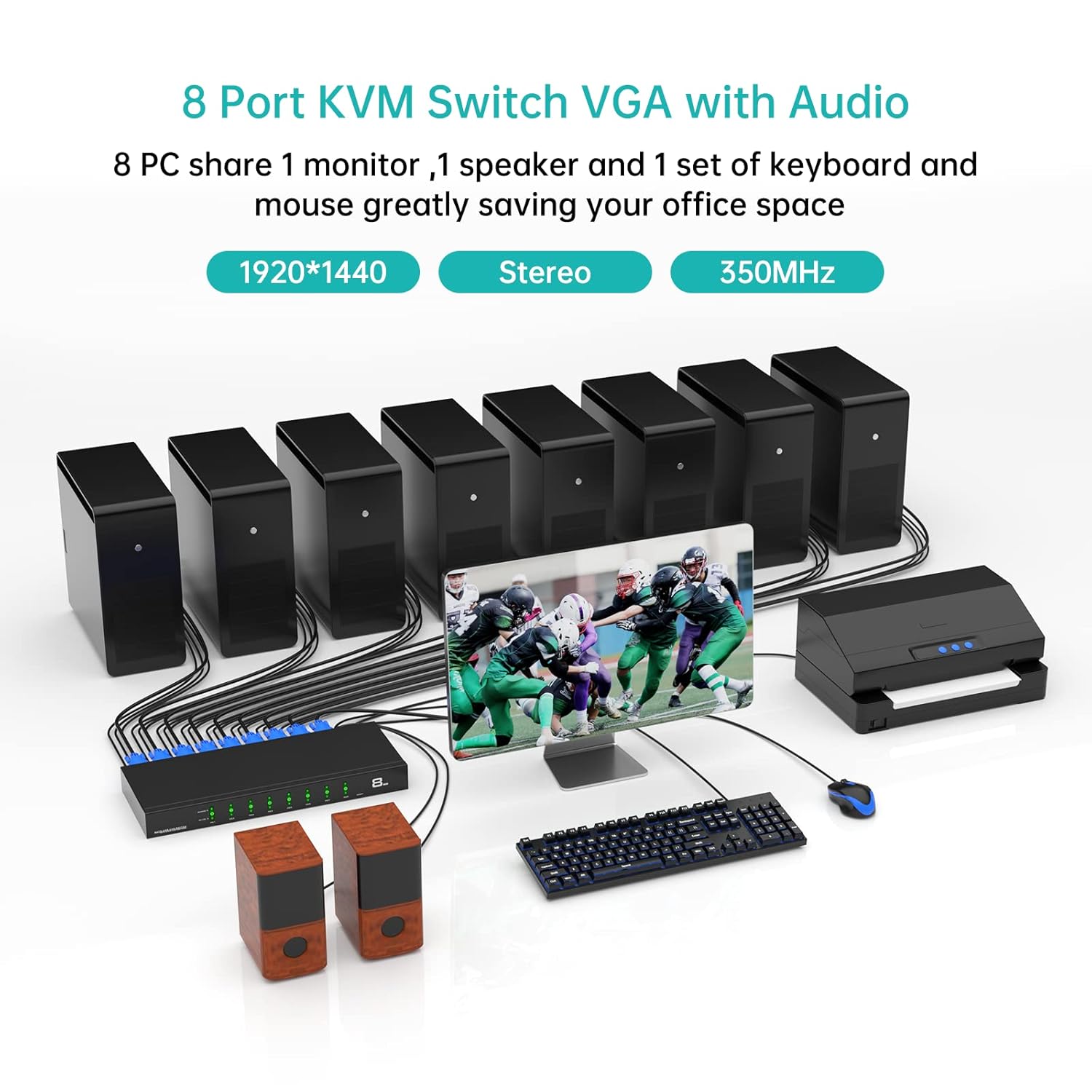 8 Port USB VGA KVM Switch with Audio J182
