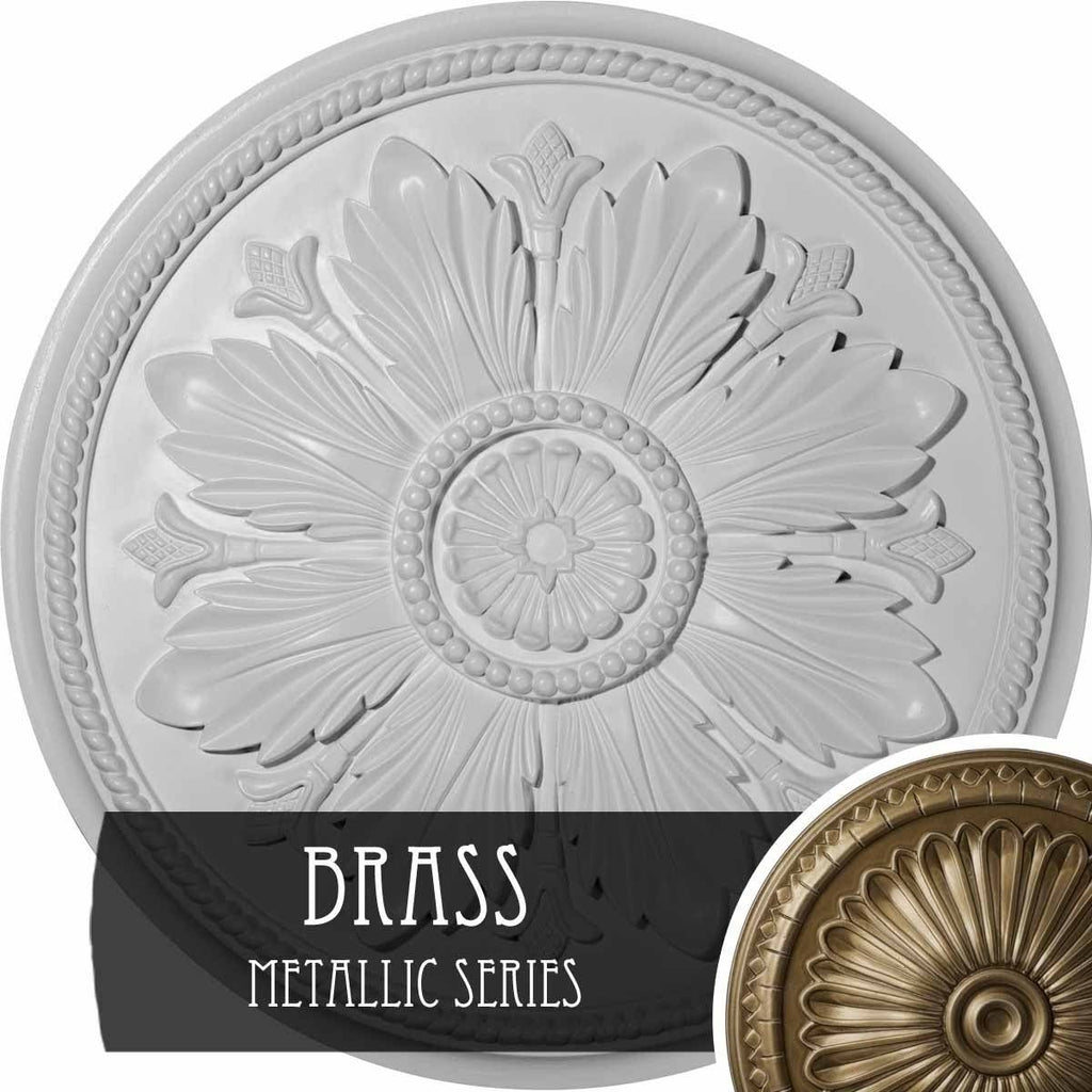 23 5/8x22OD x 1 1/2x22P Ceiling Medallion, Hand-Painted Brass D201