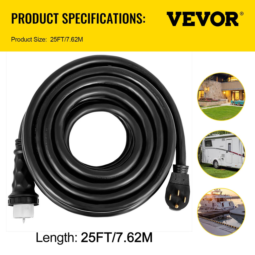 25FT Generator Power Cord 50-Amp 125/250-volt 14-50P to CS6364 Locking Connector Q6403