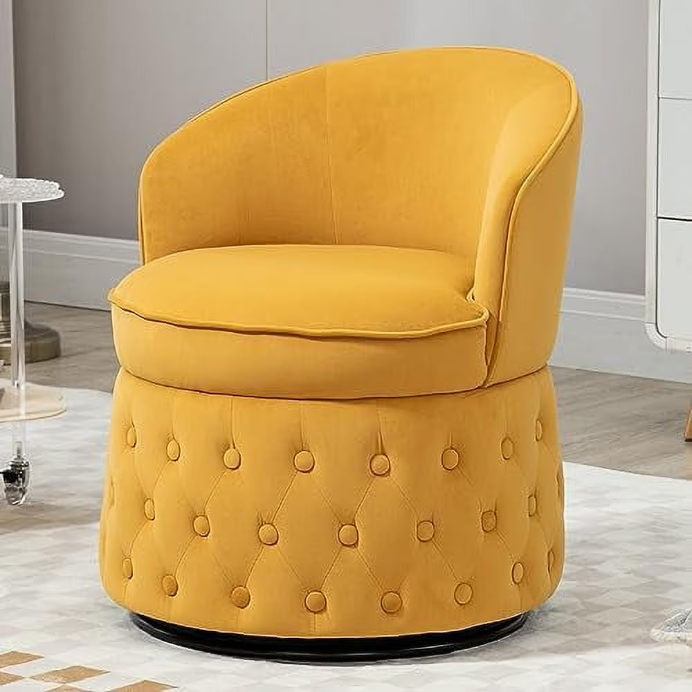 Fluffy Velvet Swivel Barrel Chair with Gold Base M910658