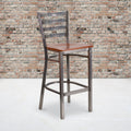 Cherry Wood Seat Clear Coated Metal Frame Ladder Back Stool R45847