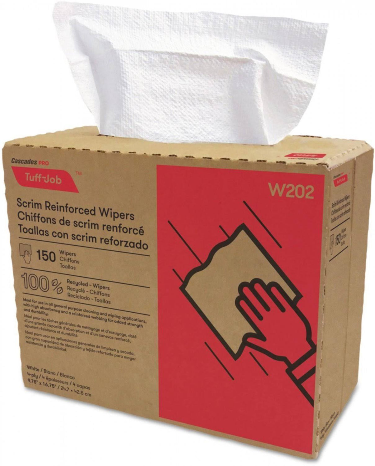 Scrim Reinforced Wipers 9 3/4 x 16 3/4 White 150/Box B941623