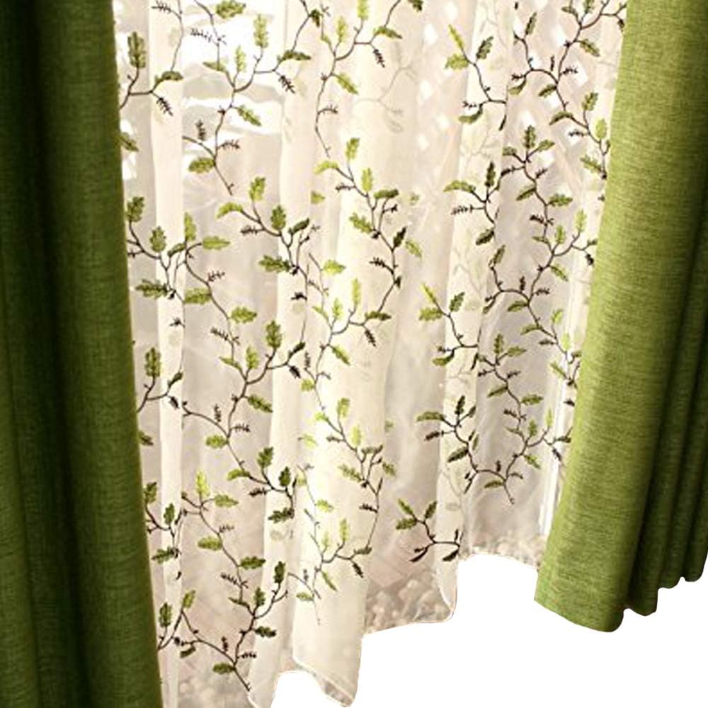 Floral Embroidered Semi Sheer Curtains, Set of 2, 54 x 84, Rod Pocket Style Y965478