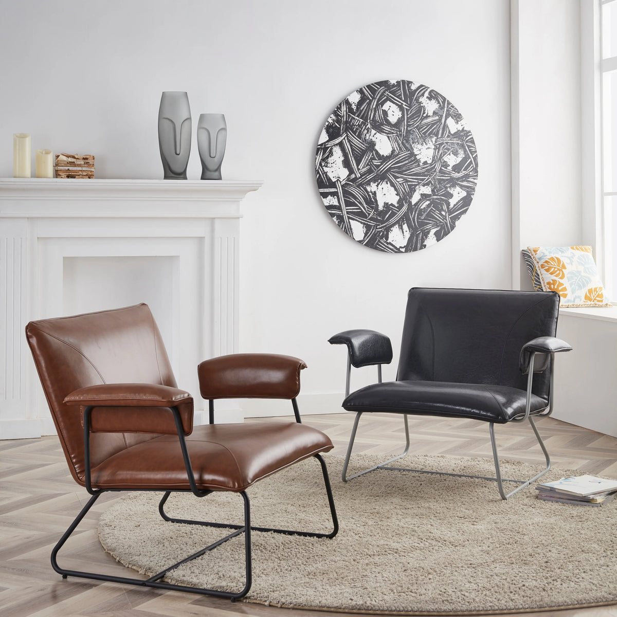Black Bonded Leather Lounge Arm Chair E77946