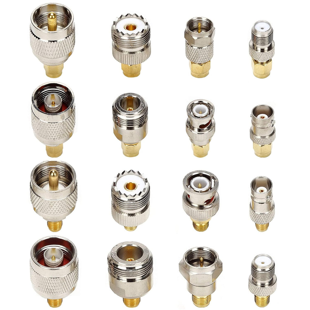 16 SMA Connector Kit Adapter Standard SMA/BNC/UHF/N/F Male to Female Cable Connector Converter F5521