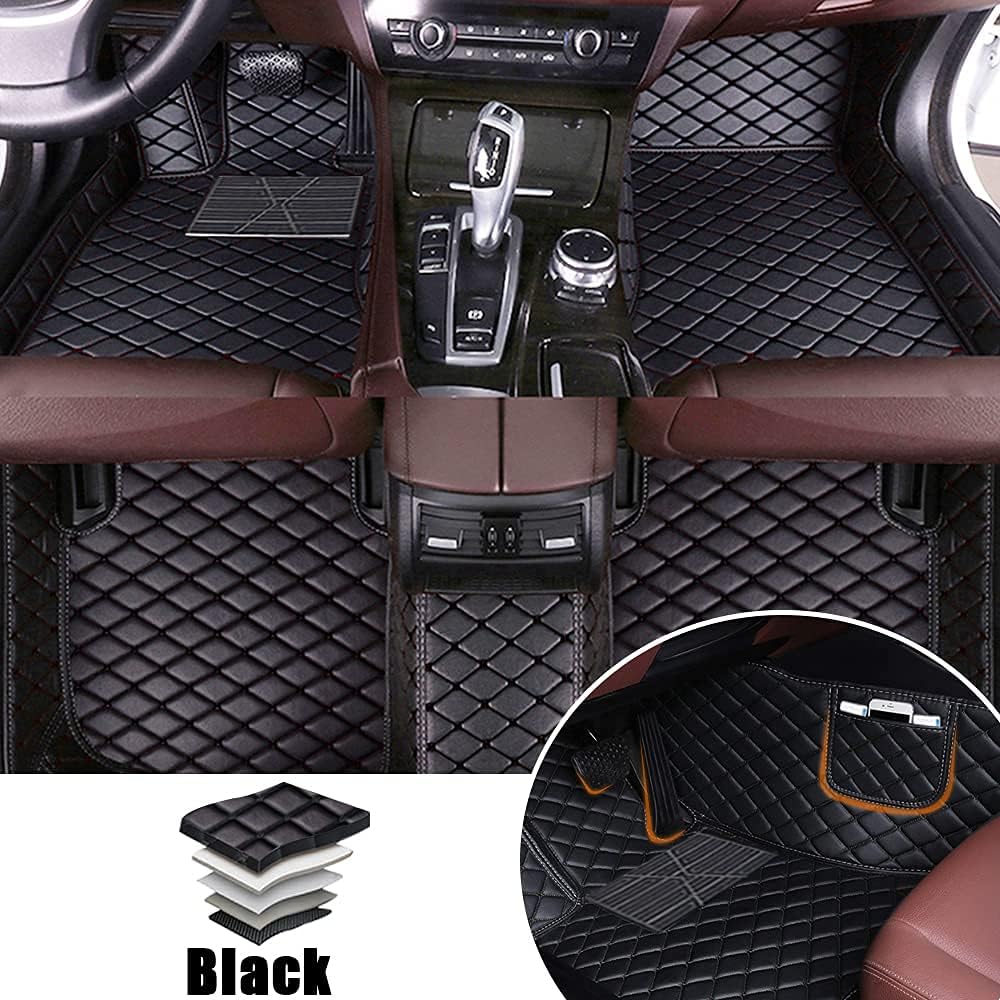Blue Leather Car Floor Mats for VNL 670 Front & Rear Full Coverage Liner/Set I5965