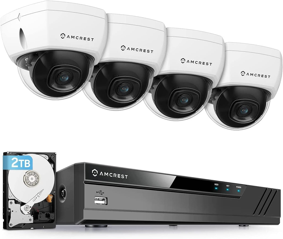 4K 8CH Security Camera System with 4K NVR, 4 x 4K IP67 Weatherproof Metal Dome POE IP Cameras, Pre-Installed 2TB Hard Drive S1395