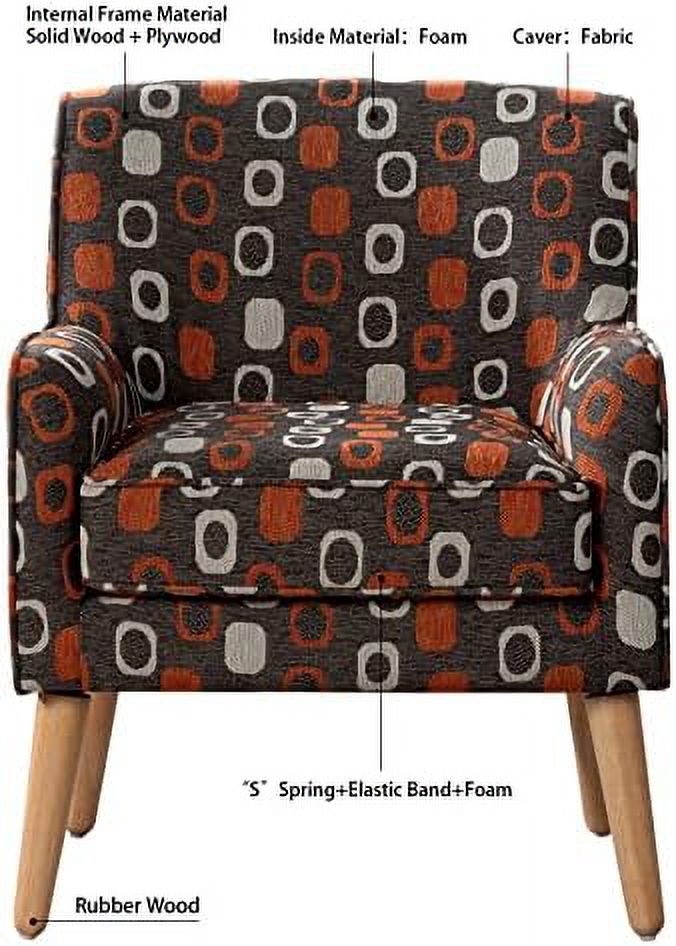 Grey Pattern Linen Fabric Accent Chair I786