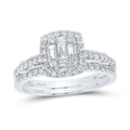 14kt White Gold Baguette Diamond Bridal Ring Band Set 3/4 Cttw Size 7 G91111