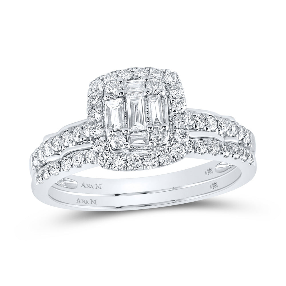 14kt White Gold Baguette Diamond Bridal Ring Band Set 3/4 Cttw Size 7 G91111