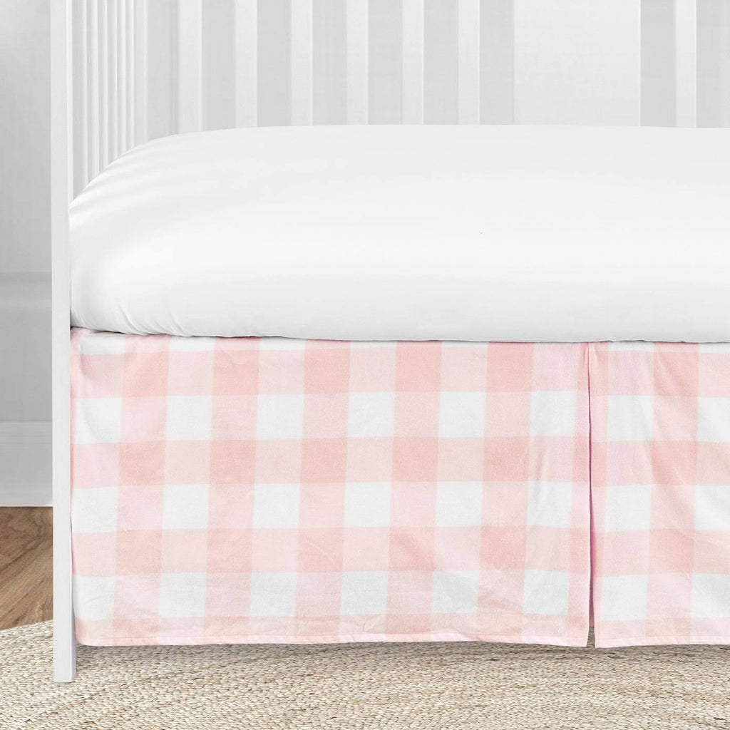 Pink Buffalo Plaid Check Baby Girl Nursery Crib Bedding Set - 4 Pieces - Blush and White S925