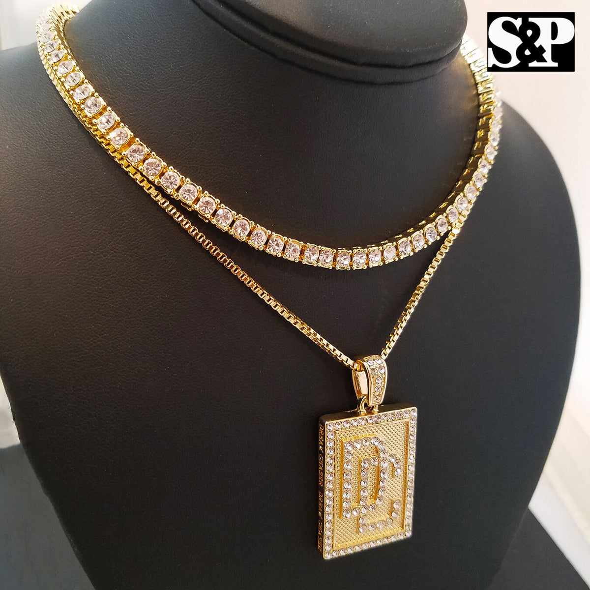 Choker 16" 1 Row Diamond Tennis Chain & Necklace Set I3501