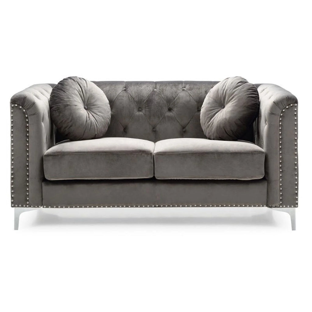 Dark Gray Velvet Sofa and Loveseat 2-Piece Set N840701