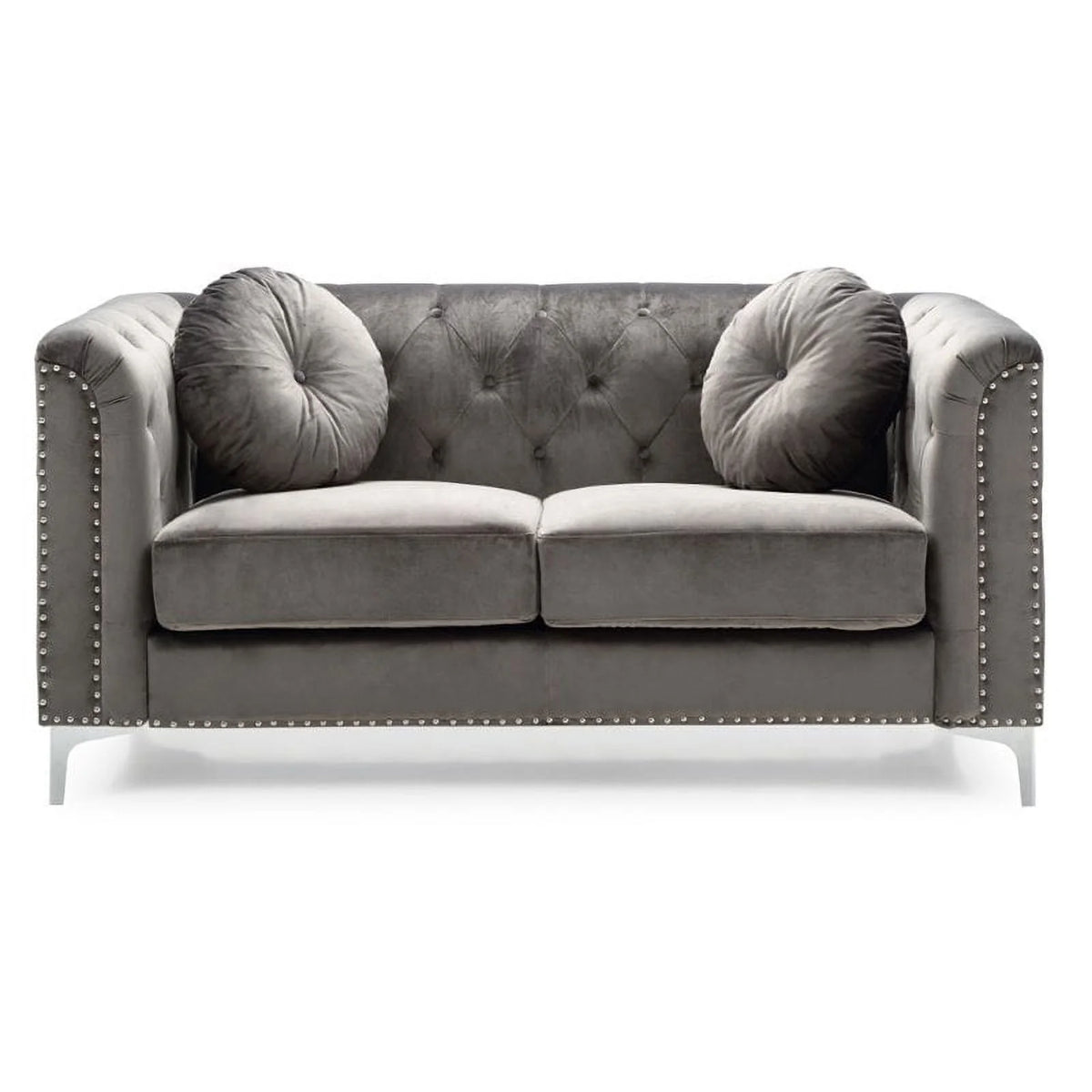 Dark Gray Velvet Sofa and Loveseat 2-Piece Set N840701