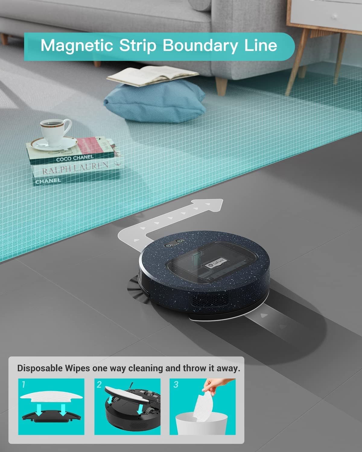Slim Robot Vacuum with 4000Pa Suction, 200 Mins Runtime, 600ml Dust Bin V598