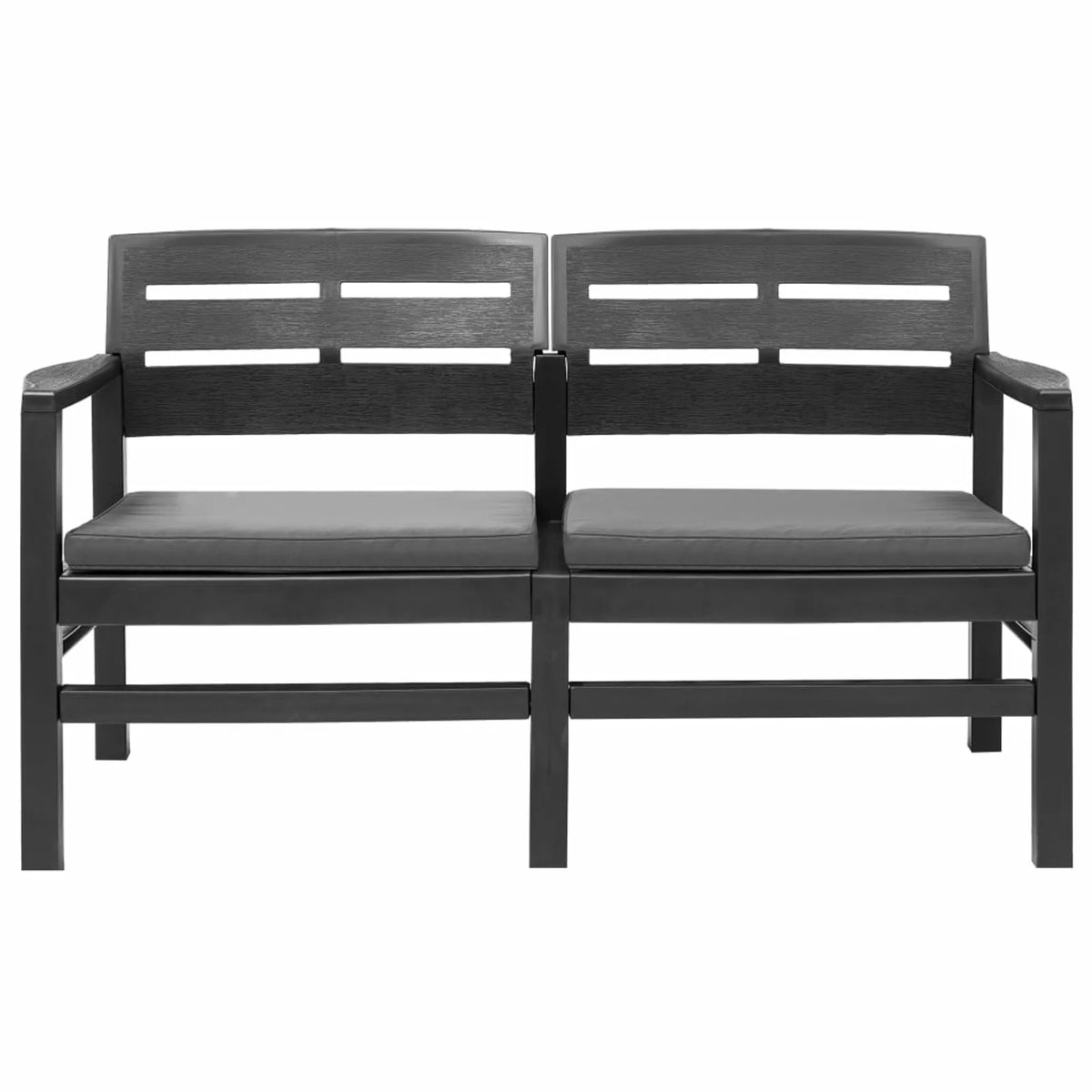 4 Piece Patio Lounge Set with Cushions, 2 Armchairs and Coffee Table Plastic Outdoor Sectional Sofa Set D70877