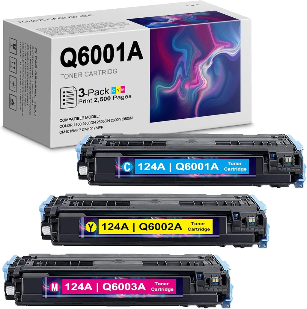 3-Pack Toner Cartridge for HP Color 1600 2600dn 2605dn Printers M45104