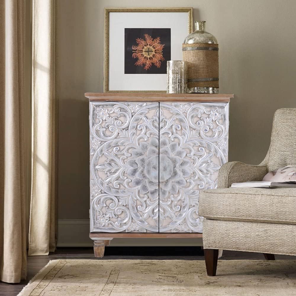 Carved Accent Cabinet with Doors Y973688