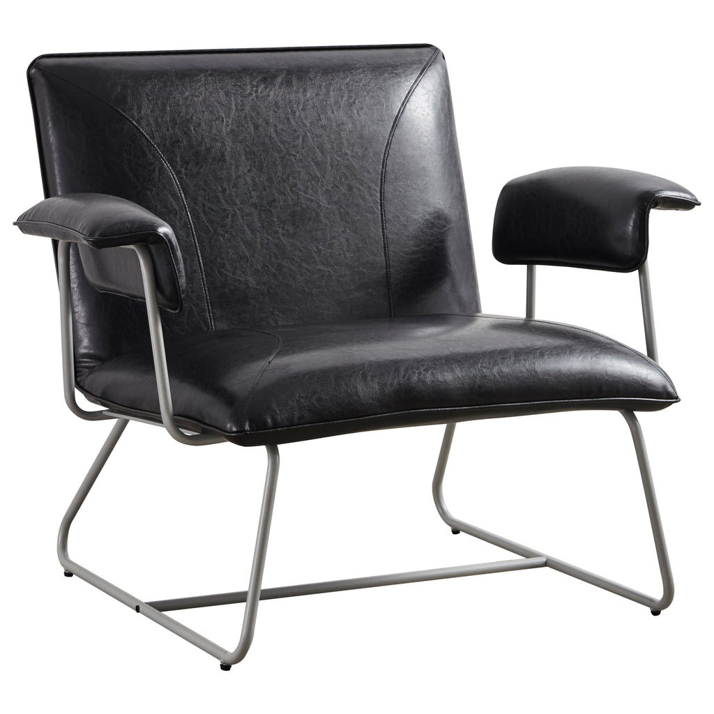 Black Bonded Leather Lounge Arm Chair E77946