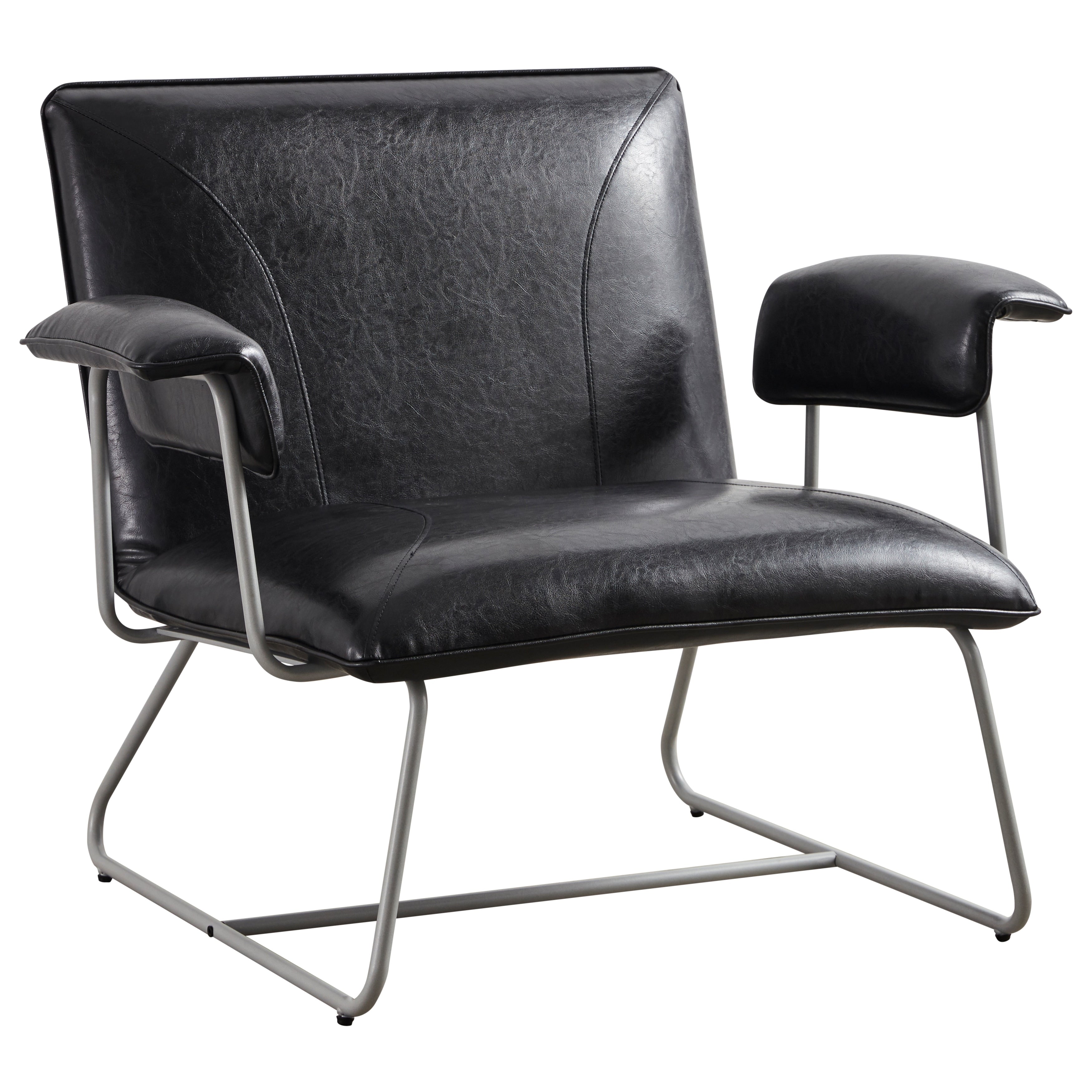 Black Bonded Leather Lounge Arm Chair E77946
